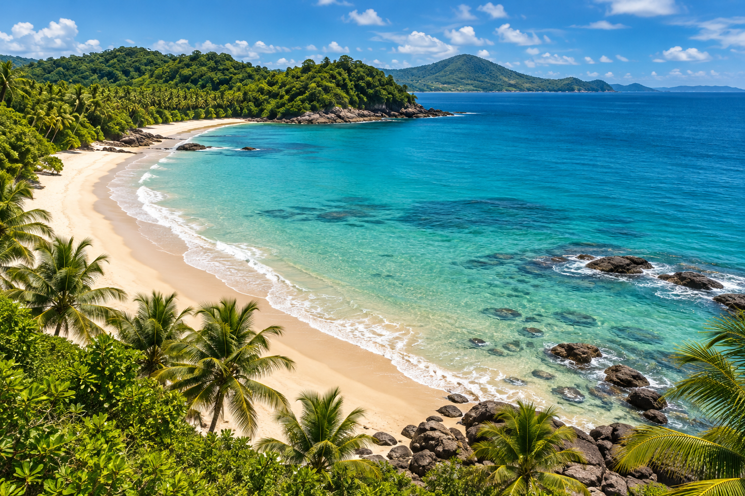 Paisagem de praia, exemplo de destino