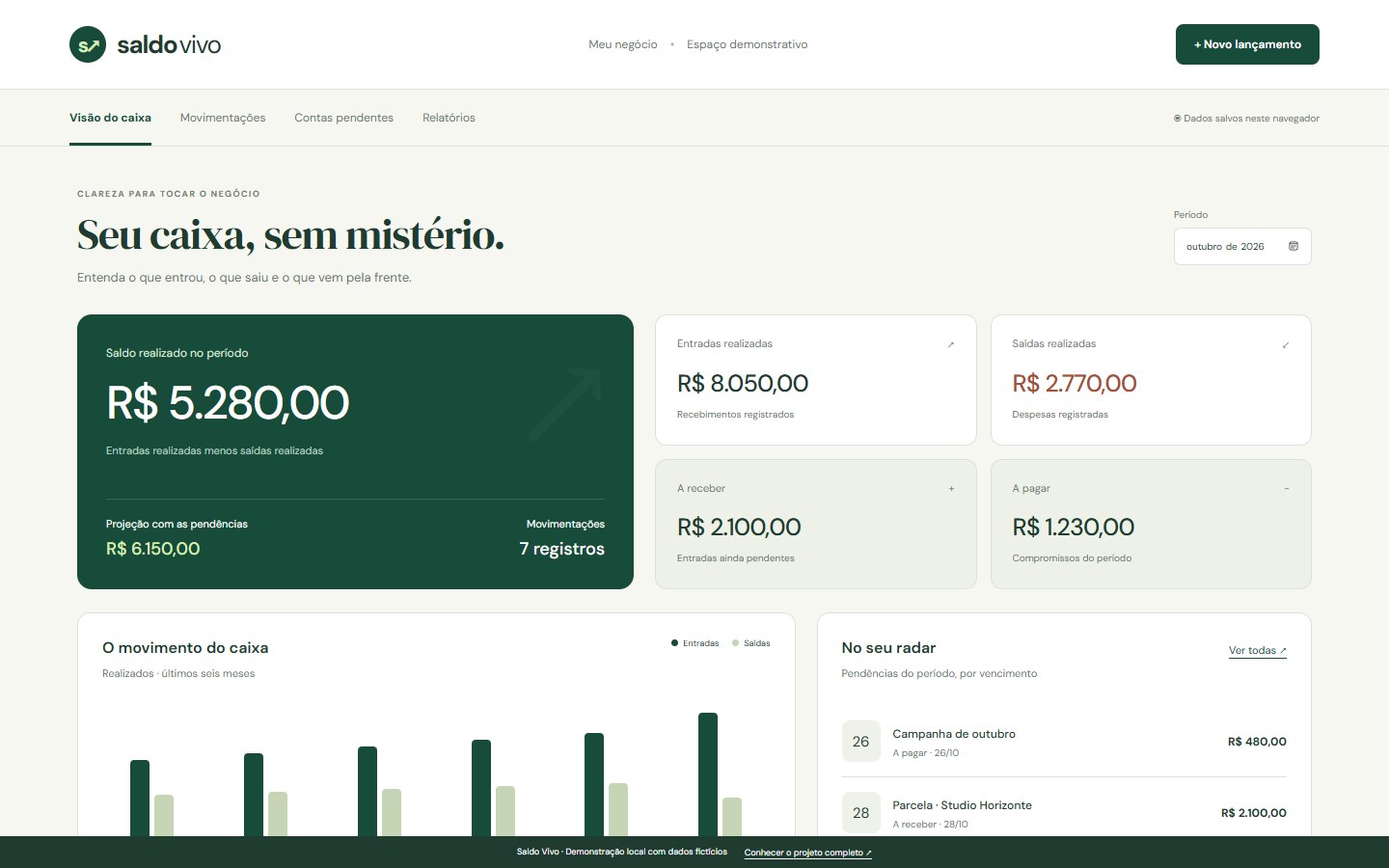 Prévia do projeto Saldo Vivo